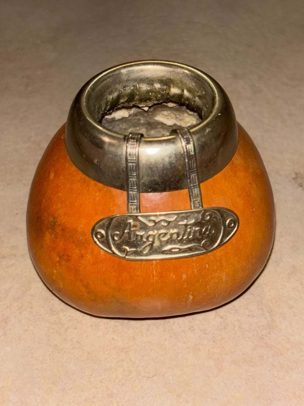 Argentina Indigenous Carved Gourd Armadillo Mid Century Vintage